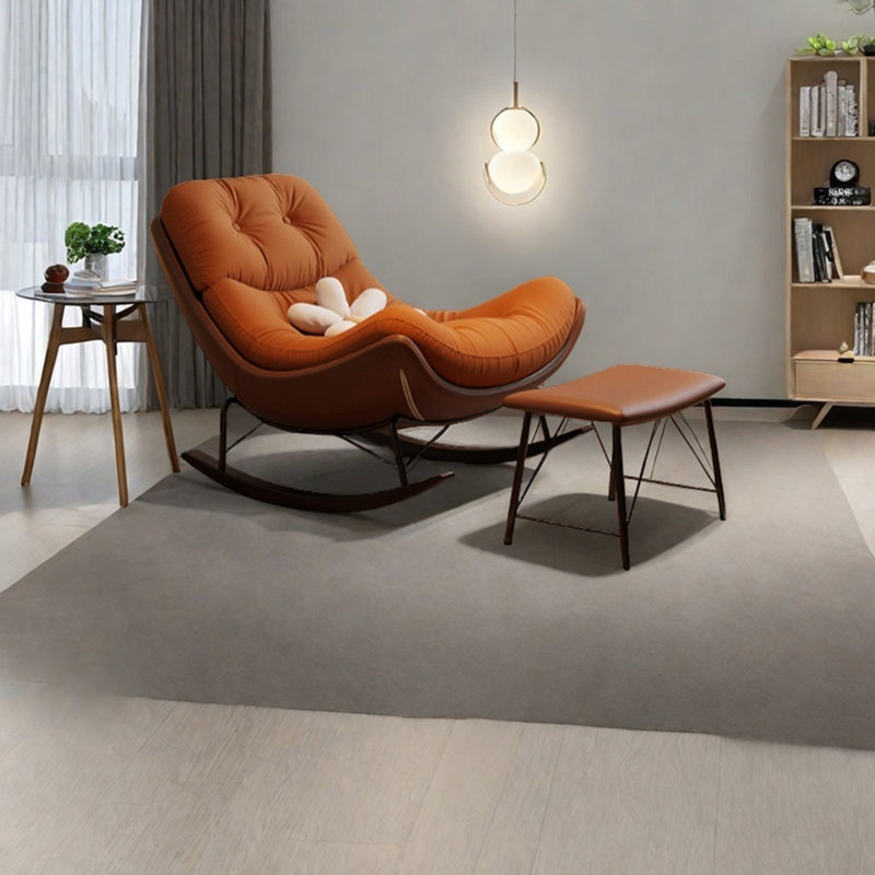 Chaise berçante ergonomique capitonnée en acier au carbone, Orange