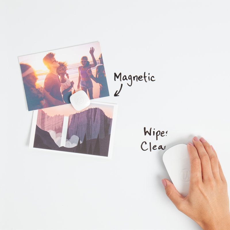 White Magnetic Freestanding Dry Erase Board with Wood-Style Frame