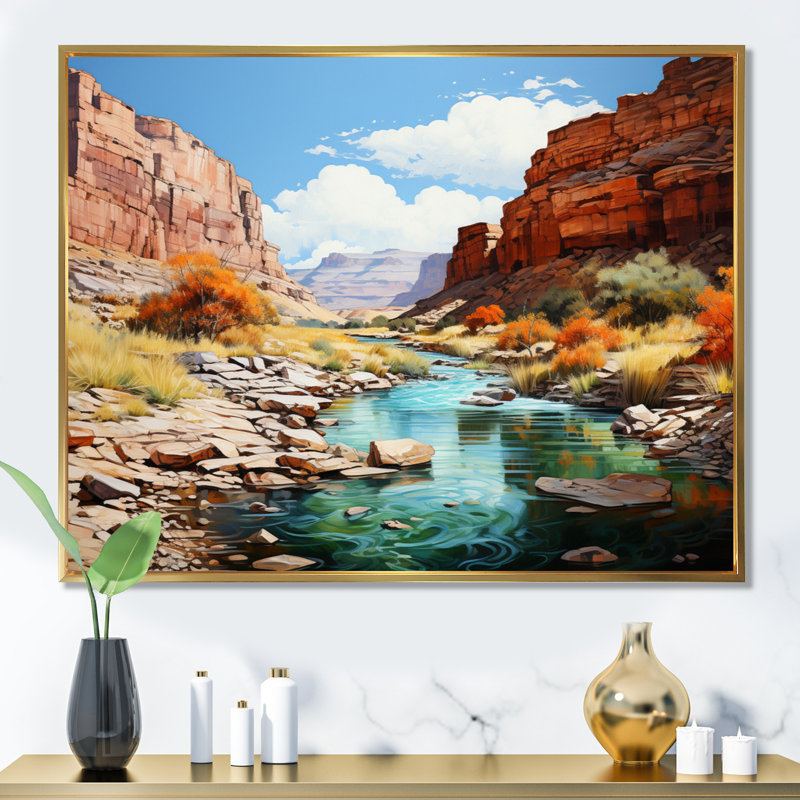 «Blae Neveda Canyon Scenery III», reproduction sur toile, H 34 po x l 44 po x P 1,5 po, Cadre flottant doré