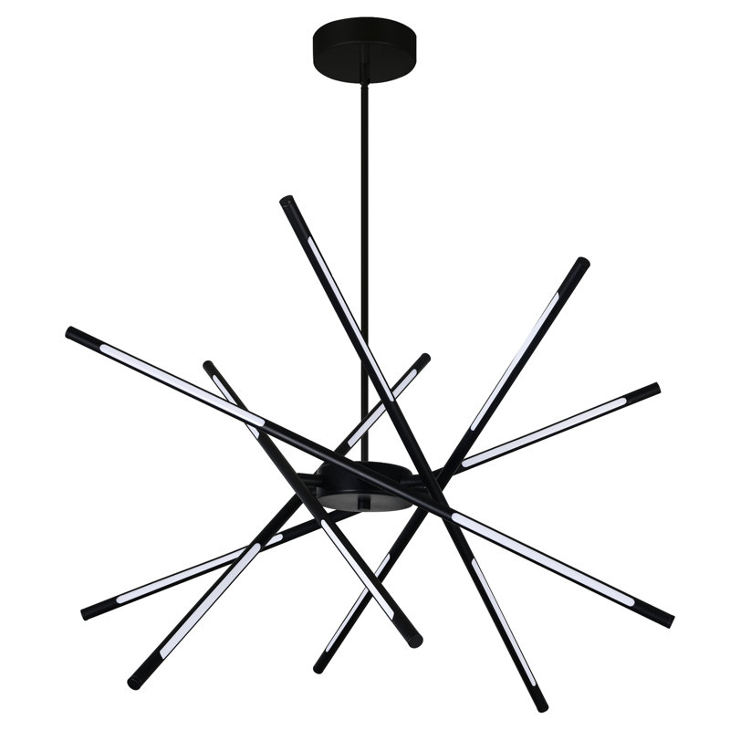 Lustre intégré à DEL - Luminaire suspendu géométrique moderne pour la salle à manger, la cuisine ou le vestibule, Noir