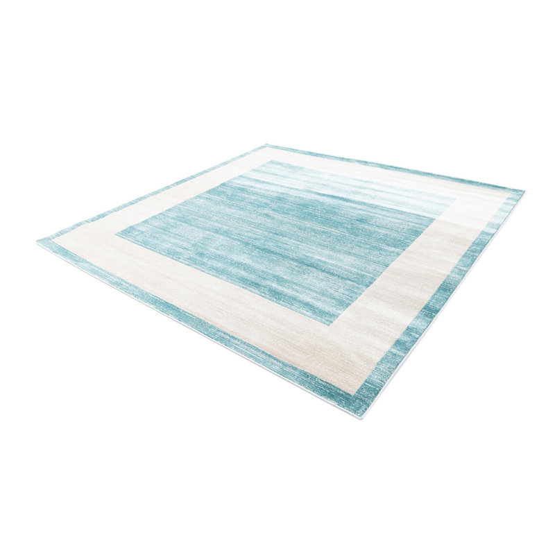 Tapis traditionnel turquoise Adelgunde, Carré 7 pi 10 po