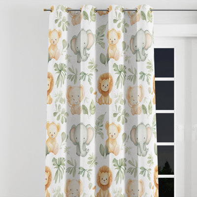 Jungle Animals For Kids Curtains - Wildlife Baby Jungle Grommet Curtain - 1 Panel