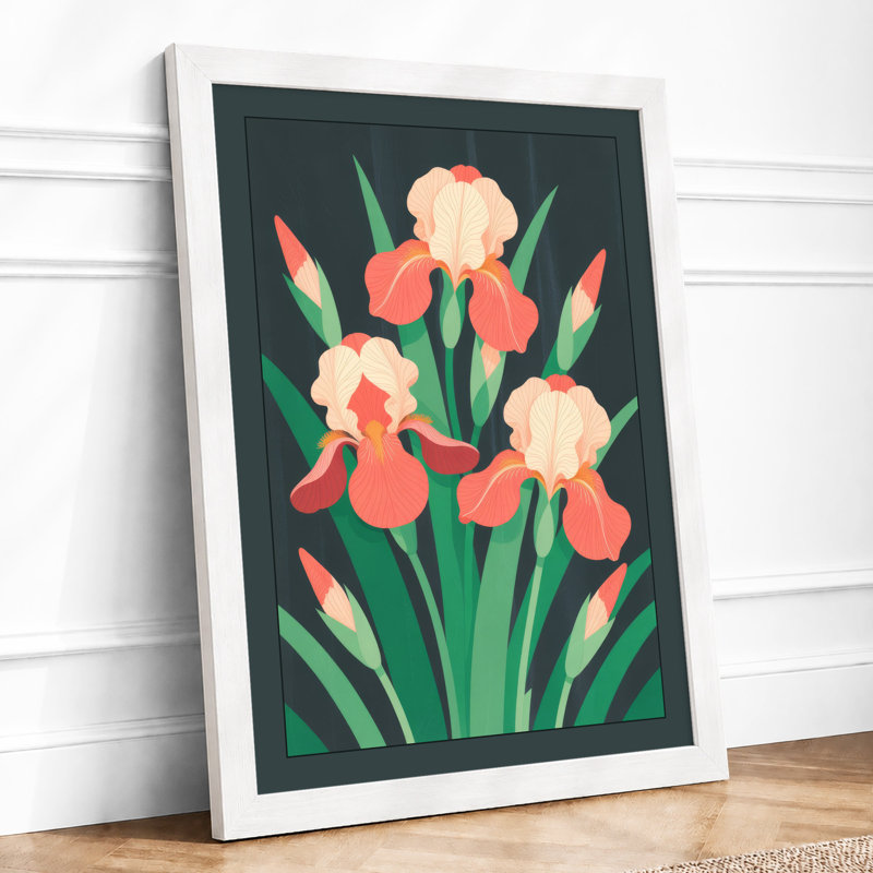 Iris Blooms Botanical - Framed Print, A4 - 29.7 x 21.0 cm, White