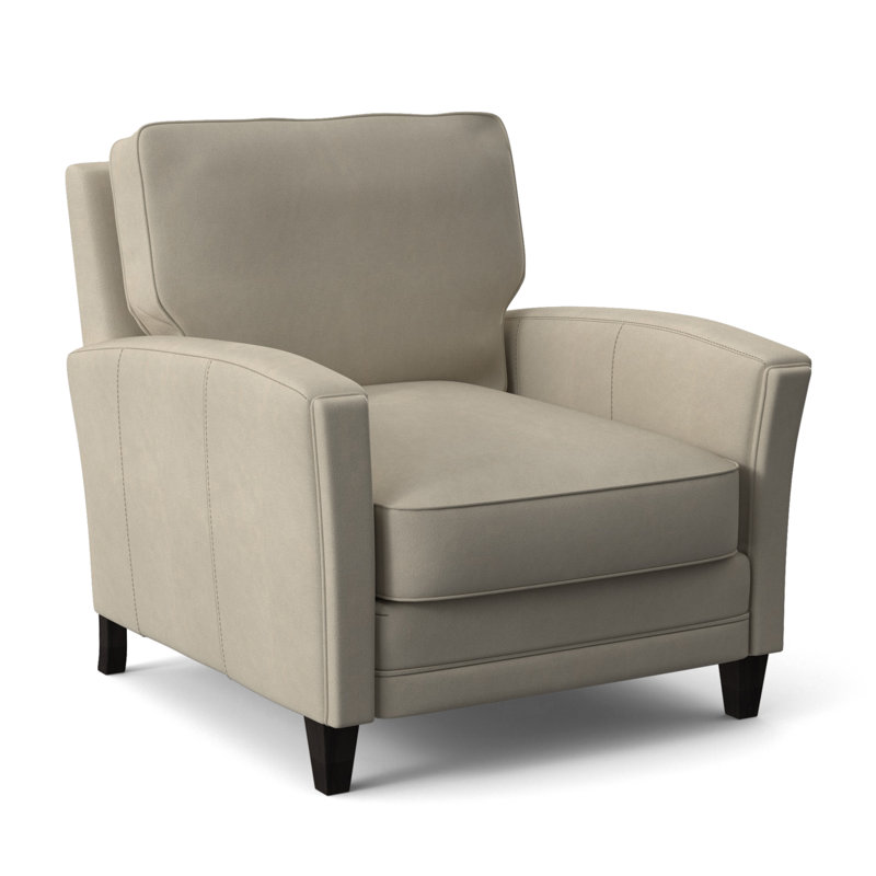 Zion Armchair, Aline Light Gray Stonewash Genuine Leather, Plantation