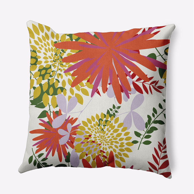 Floral Outdoor Reversible Throw Pillow, 18"H x 18"W, Square