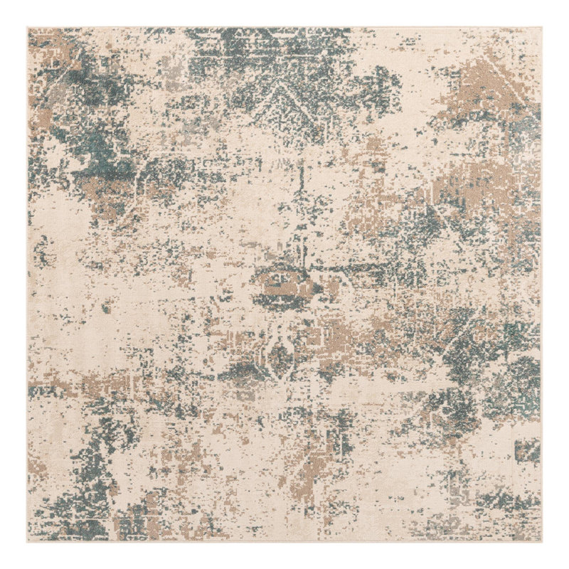 Tapis abstrait beige Abrianne, Carré 8 pi