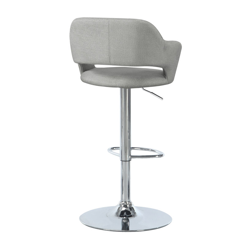 Tabouret de bar, pivotant, hauteur de bar, réglable, métal chromé, tissu gris, contemporain, moderne