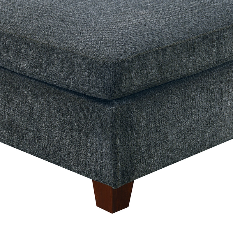 Gris modulaire 3 pièces: assise en tissu de chenille doux avec structure en bois - 3 pièces, gris: chaise supérieure
