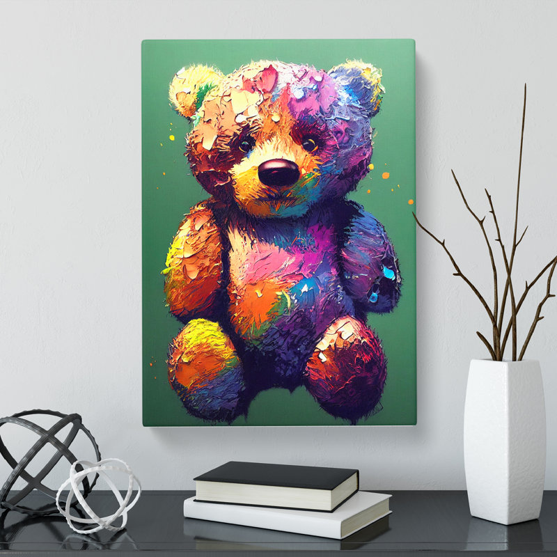 Colourful Teddy Bear Vol.1 - Wrapped Canvas, 50cm H x 35cm W x 3cm D