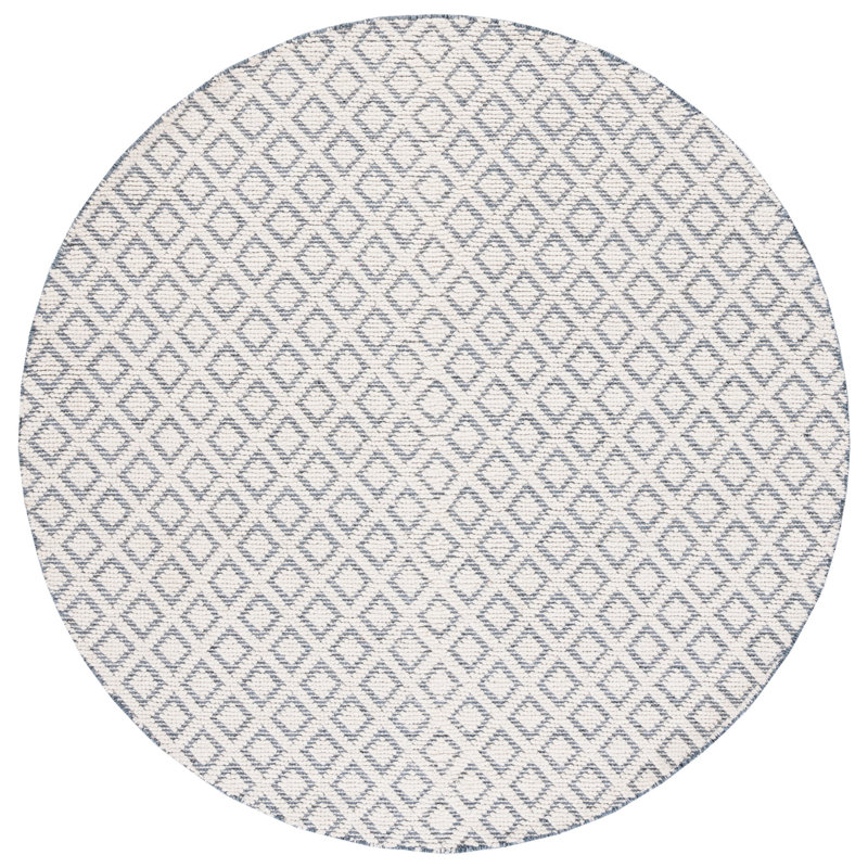Vermont Hand Woven Wool Geometric Rug, Round 6'