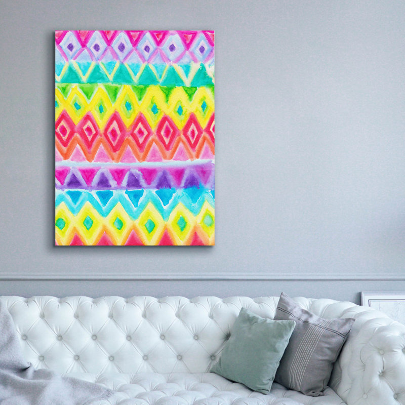 «Watercolor Rainbow Rows» par Hello Angel, art mural sur toile, 26 po x 30 po, H 54 po x l 40 po x P 1,5 po