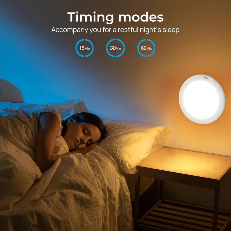 Ensemble de 2 plafonniers magnétiques blancs sans fil avec télécommande et capteur de mouvement ultramince pour porche de salle de bain, 4 500 mAh