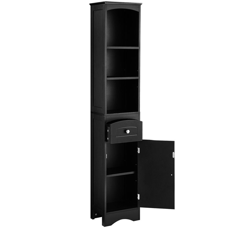 Tall Bathroom Cabinet, Freestanding Storage Cabinet With Drawer, Accent Cabinet, Black