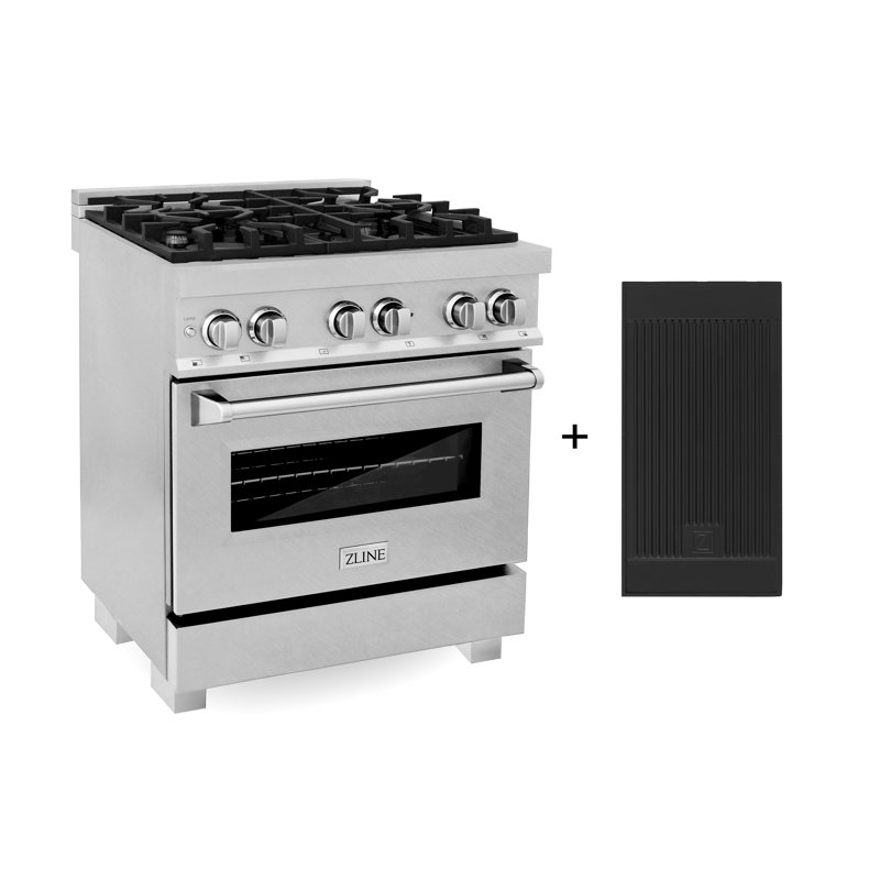 ZLINE 30" Legacy Dual Fuel Range w/ 4 Burners & Griddle in DuraSnow®, Silver
