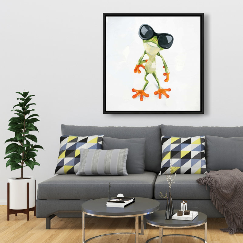 Drôle de grenouille amusante avec lunettes de soleil - Décoration de chambre à coucher verte