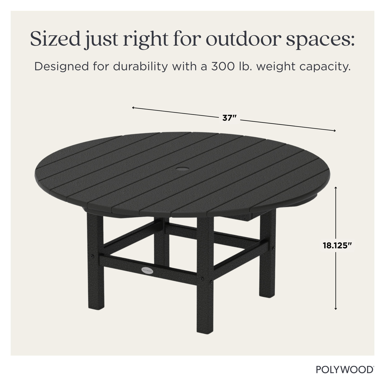 POLYWOOD® Tables 37" Patio Table, Slate Gray