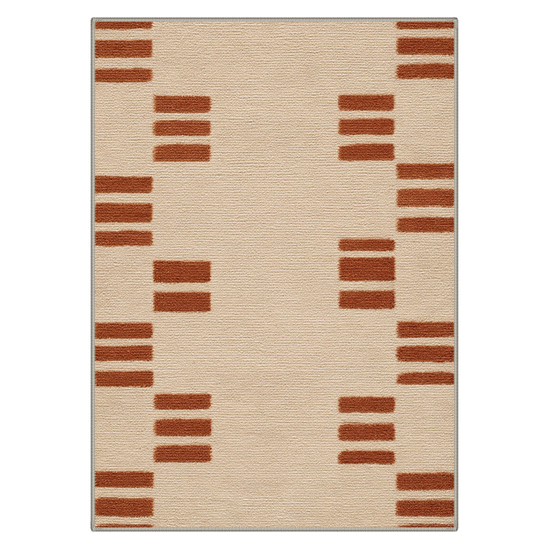 Mondrian Modern Block Stripes Machine Washable Sandstone Indoor Area Rug With Non-Slip Backing, Rectangle 9' x 12'