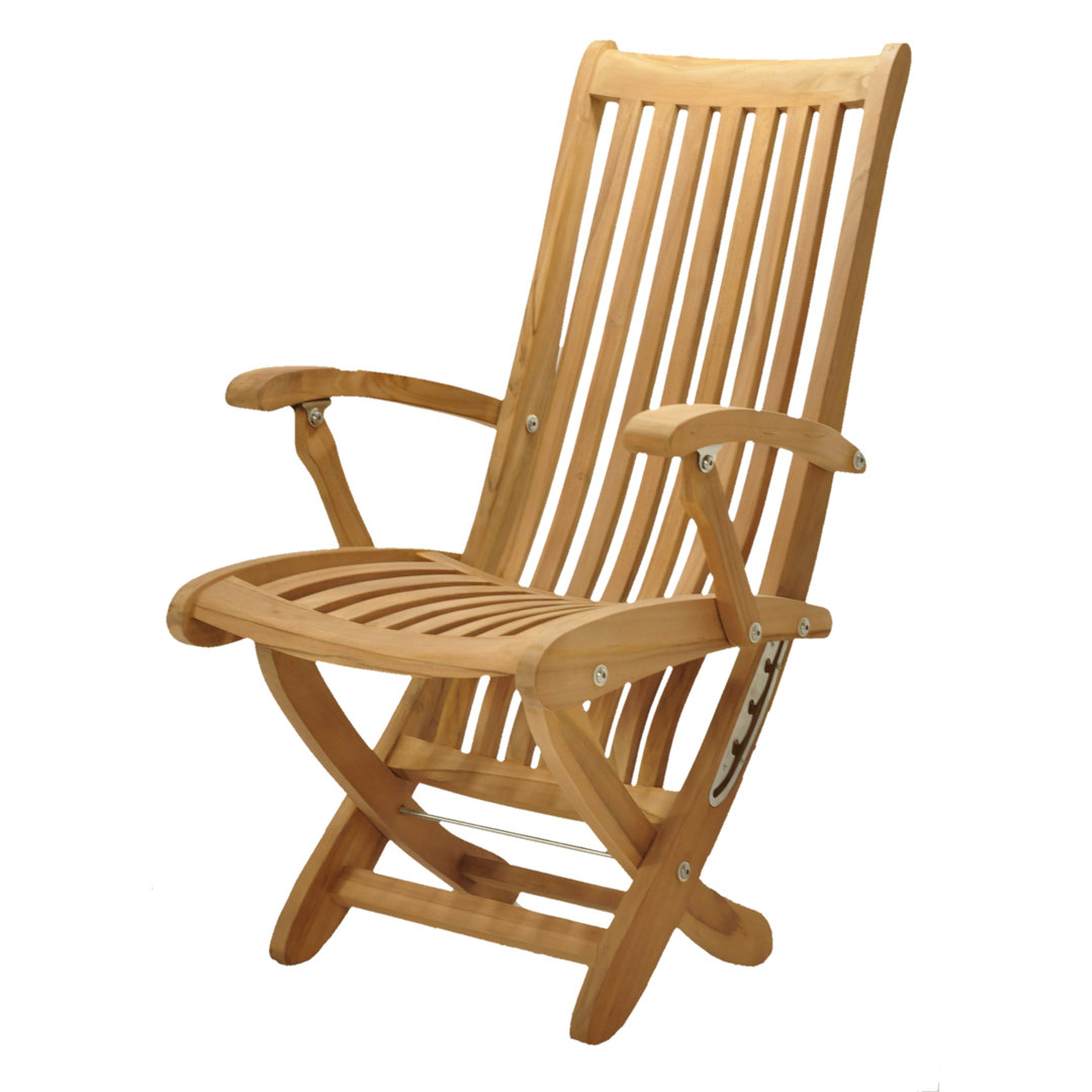 Mastropietro Teak Wood Outdoor Folding Dining Armchair (Set of 2) Rosecliff Heights