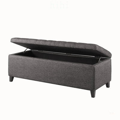 Tufted Top Soft Close Storage Bench with Ample Interior Space and Elegant Button Detailing for Home Decor