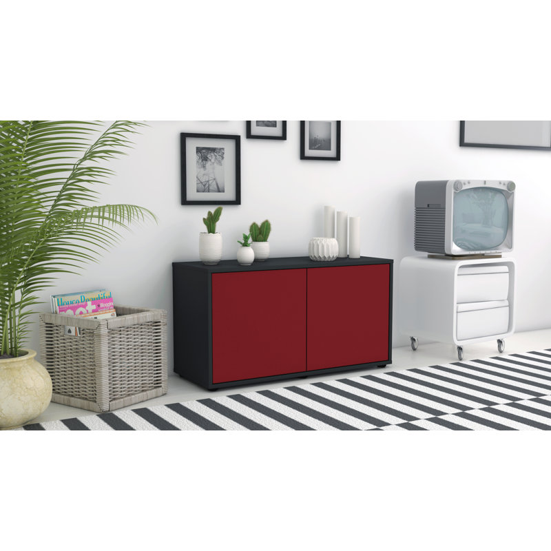 Tylor 92 cm W Chest of Drawers, Black/Red