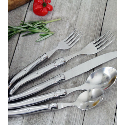French Home Laguiole 20 Piece Stainless Steel Flatware Set, Service For 4, Stainless-steel Handles.