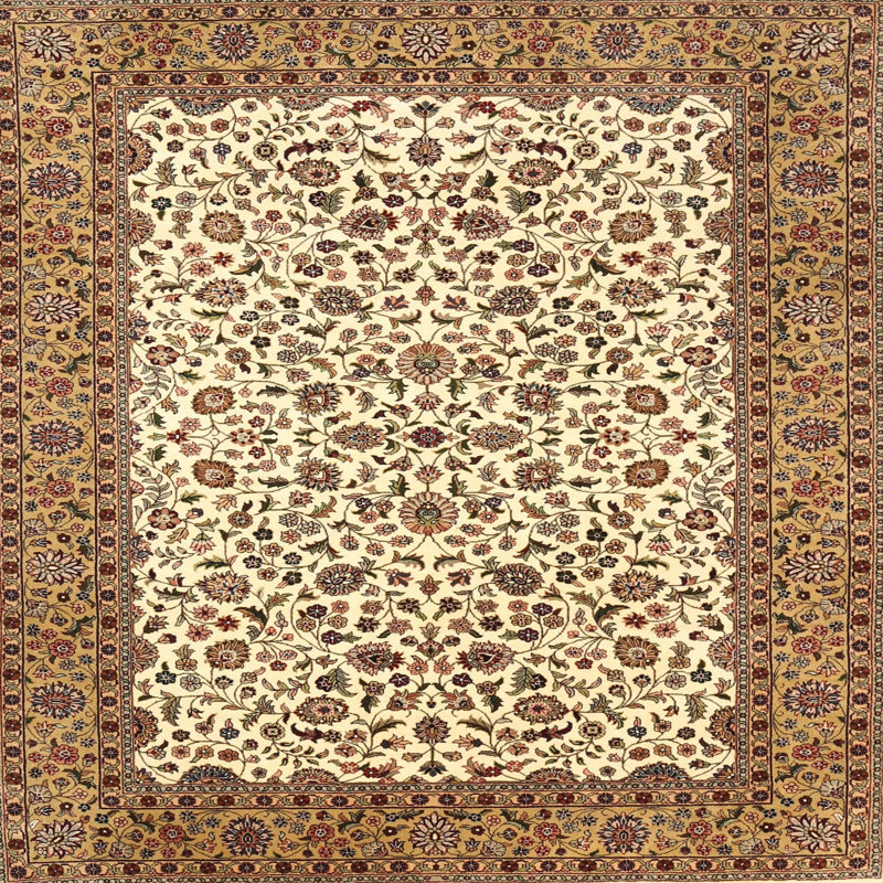 Tapis brun/beige traditionnel Archambeault, Carré 4 pi