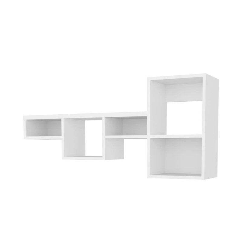 Wall-Mounted Shelf Unit With 5 Shelf, White