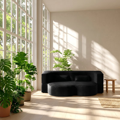 Canapé-lit en velours côtelé avec 2 coussins l 39,8 po x P 78 po x H 30 po Heidelberg
