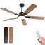Ventilateur de plafond 52 pièces ABS 1 pièce avec télécommande réversible pour moteur à courant continu noir 5 pales