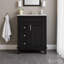 Meuble-lavabo moderne noir 24 po avec lavabo en céramique, petite armoire avec 2 tiroirs à fermeture en douceur et tablette réglable, conception d'inspiration française pour les salles de bain compactes-1801993863