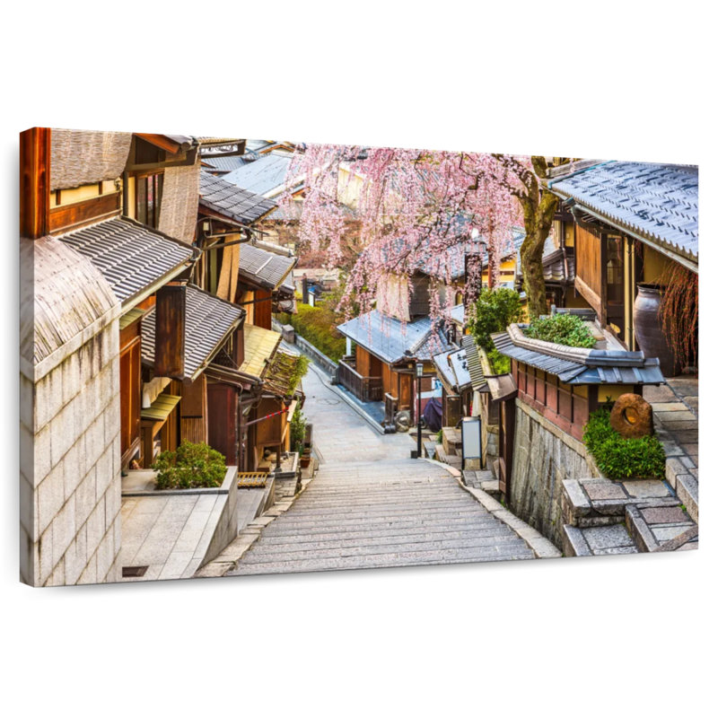Village japonais pittoresque de Kavia, H 16 po x l 24 po