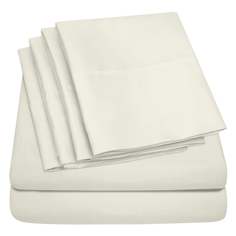All-Season Microfiber Sheet Set - Soft, Lightweight, And Durable, Beige, King Sheet Set with 4 Pillowcases