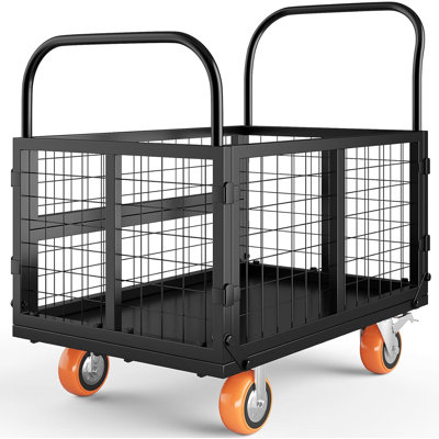 6-in-1 Foldable Platform Truck Cart,1800lbs Heavy Duty Push Cart Dolly Capacity Flatbed Hand Truck Dolly Cart Multipurpose for Grocery, Laundry, Garage