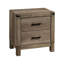 Table de chevet 2 tiroirs pour chambre à coucher - Bois massif brun rustique avec finition de bordure