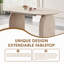 Table de salle à manger en bois extensible, table de cuisine ovale moderne avec un design à deux piliers élégant, parfait pour la salle à manger et le rassemblement, multifonctionnel et peu encombrant, salon et salle à manger.