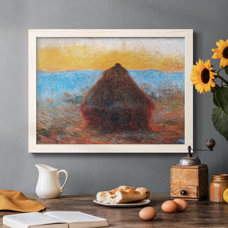 «Grainstack», 1891 01, reproduction d'art encadrée sur toile par J Paul, Cadre photo blanc, H 18 po x l 26 po x P 1,5 po