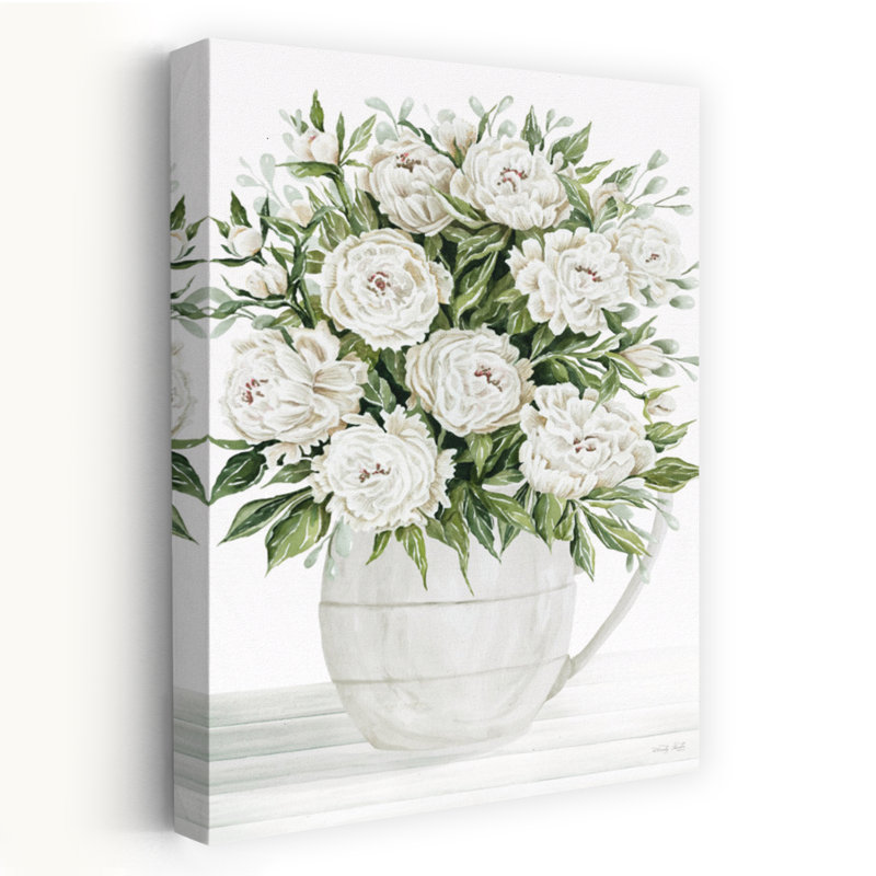 Pivoines sur fond blanc I, H 36 po x l 24 po