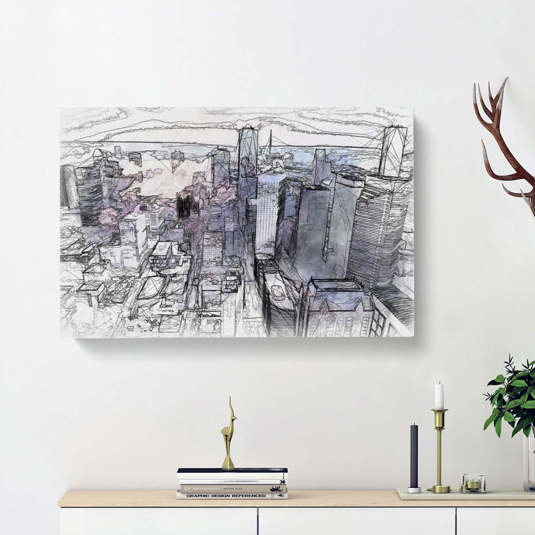 Houston Texas Skyline In Abstract - Wrapped Canvas