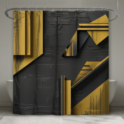 Yellow Black Geometry Shower Curtains Extra Long