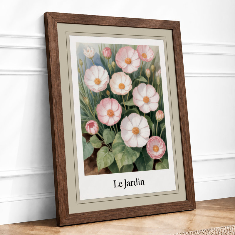Le Jardin Blooms Botanical - Framed Print, A3 - 42.0 x 29.7 cm, Walnut