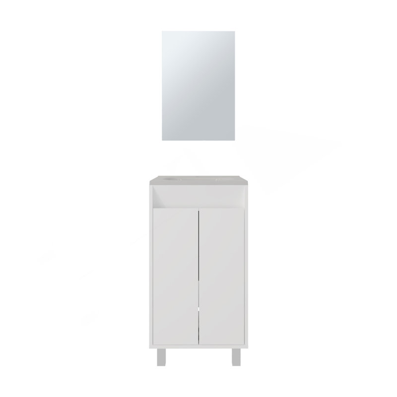 Armoire de salle de bain à miroir Brady, une porte, deux tablettes, blanc, Blanc