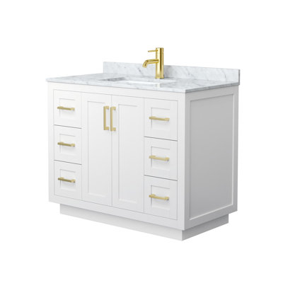 Meuble-lavabo simple autoportant 42 po avec plateau en marbre Miranda