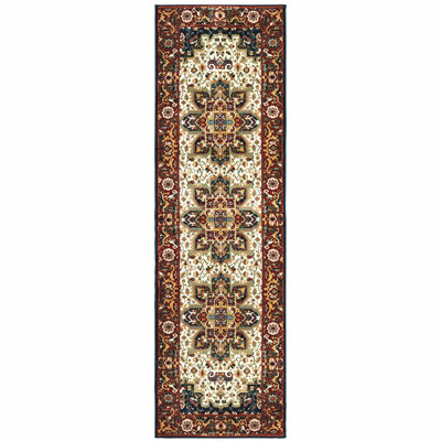 Tapis oriental rouge / ivoire Greenwich
