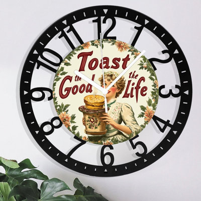 Horloge murale en métal pour le salon -10 po Toast The Good Life