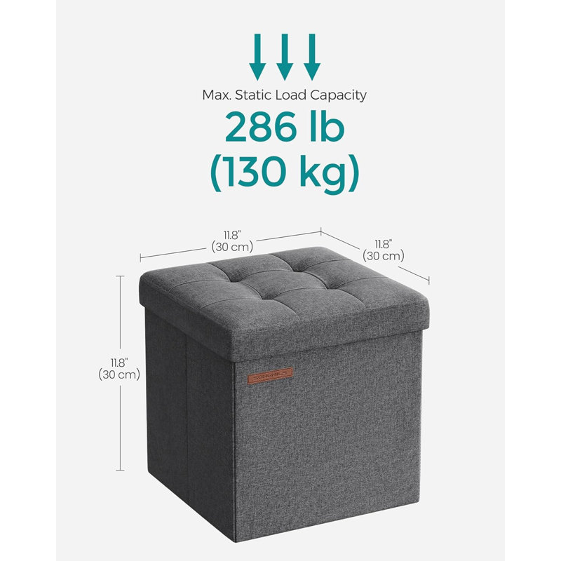 30cm Wide Rectangle Solid Colour Standard Ottoman, Dark Grey