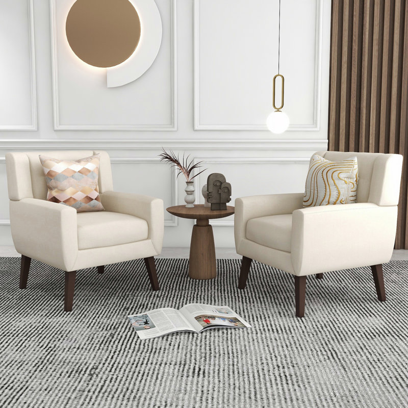 Jaqueze 73.4 Cm Wide Cotton Armchair, White Linen Blend