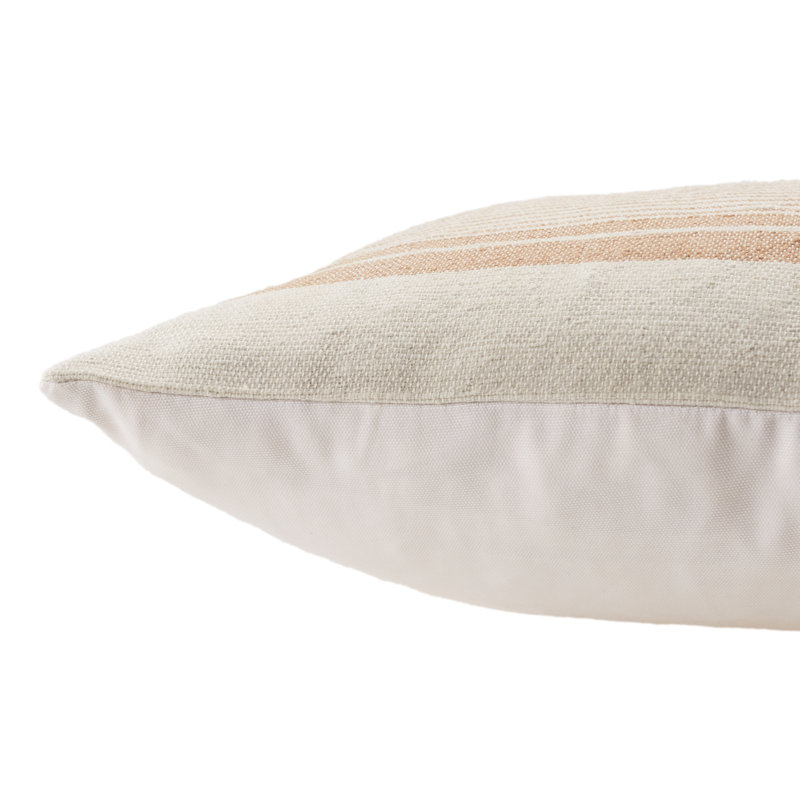 Sambuca Striped Outdoor Reversible Throw Pillow, Tan/Ivory, Polyfill