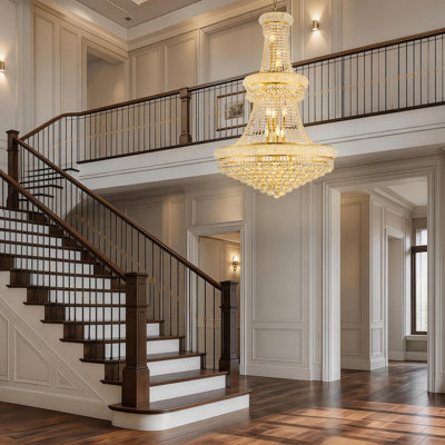 32-Inch Gold Crystal Chandelier
