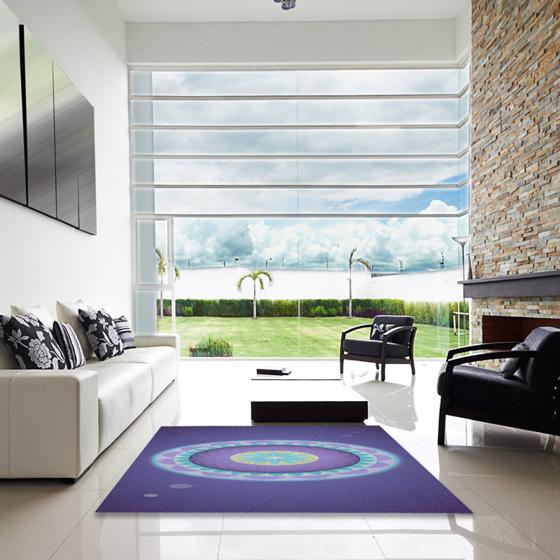 Tapis mauve à métier motorisée, Carré 5 pi