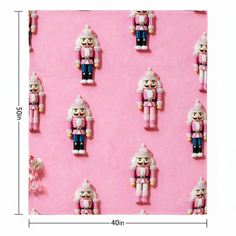 Couverture en flanelle de casse-noisette en bois rose 1 pièce, conception festive douillette, vacances fantaisistes, pour canapé / lit / voyage, 40 x 50
